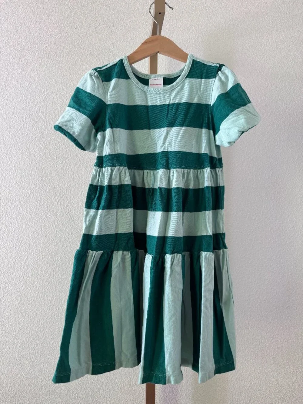 Hanna Andersson Twirl Power Dress Size 5 110 Seafoam Stripe Cotton